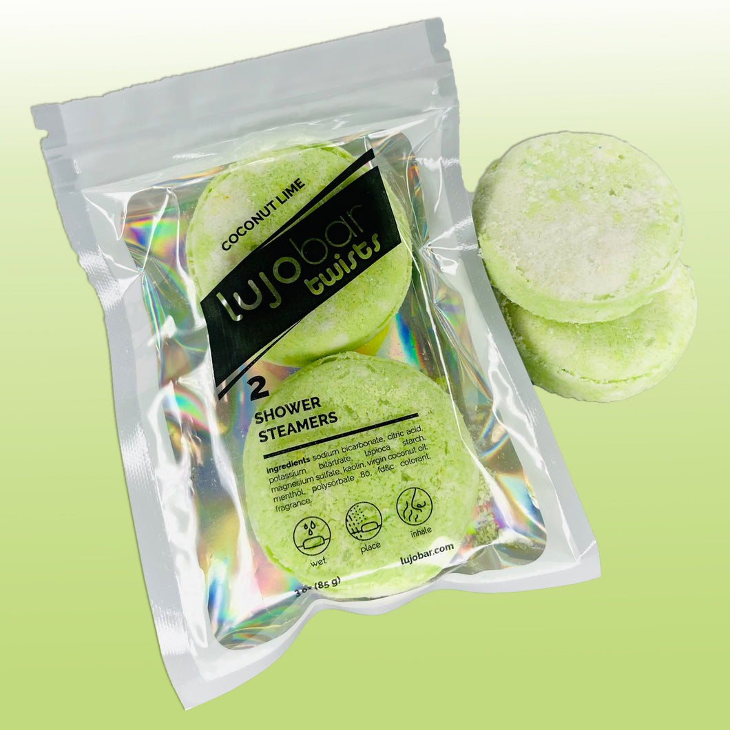Coconut Lime Twists Shower Steamer 2-Pack | Vegan, Cruelty Free & Phthalates Free