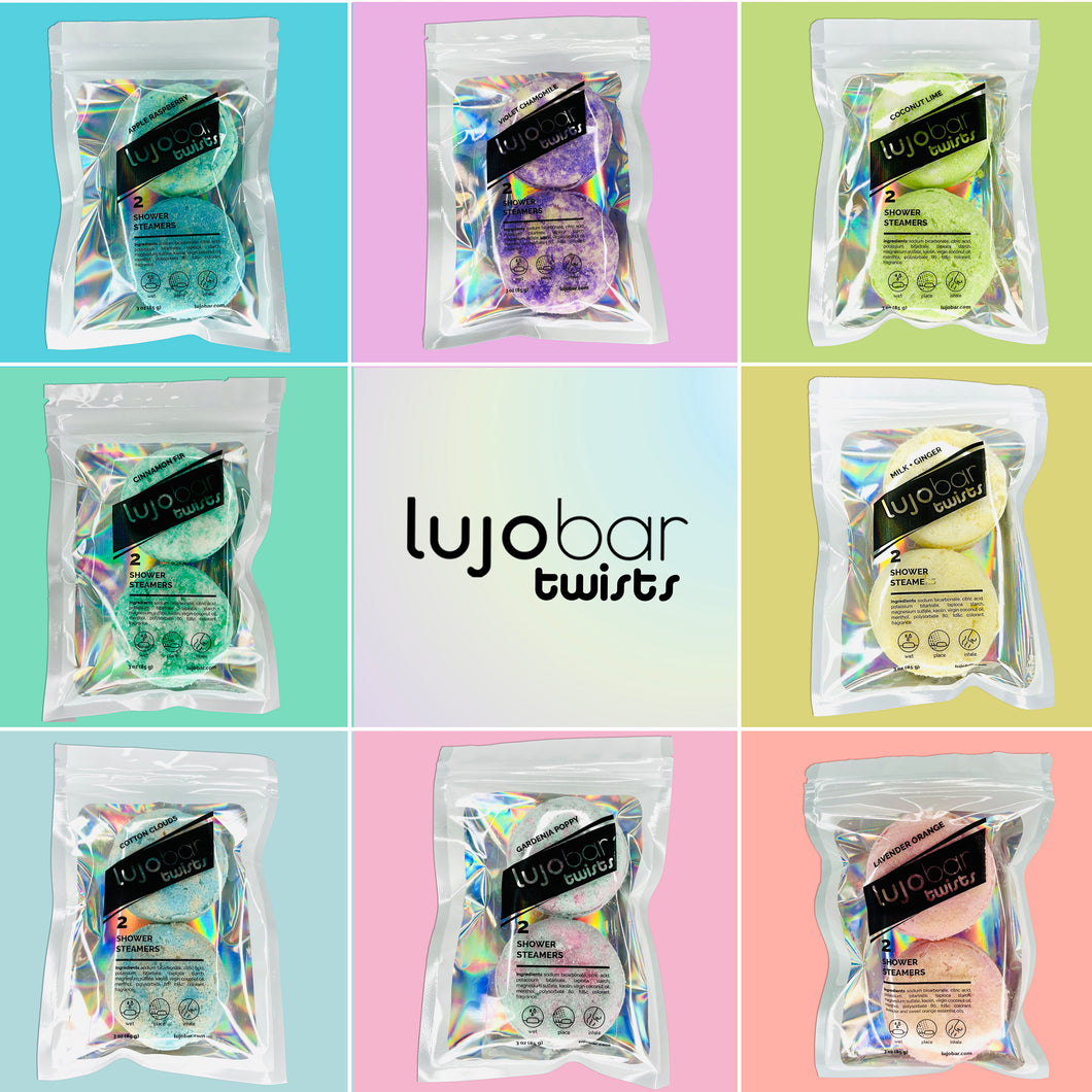 lujo bar Twists Shower Steamer Gift Collection Spa Kit | Cruelty Free, Phthalates Free & Vegan